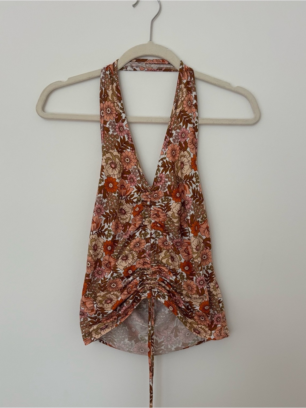 Vibe Floral Halter Camisole in Pink and Brown
